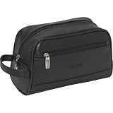 Kenneth Cole REACTION Men's Leather Zip Top Travel Kit,Black,One Size