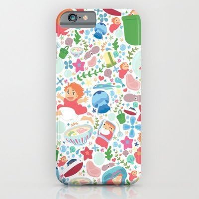 Ponyo Pattern - Studio Ghibli iPhone 6 Case by Teacuppiranha