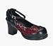 2 3/4 Trendy Gothic Shoe Chunky Heel Low Platform Single Strap Black Demonia