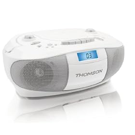 Thomson - RK300CDU - Radio Portable Cassette/CD/mp3 - FM/MW - 6W - USB - Blanc/Argent