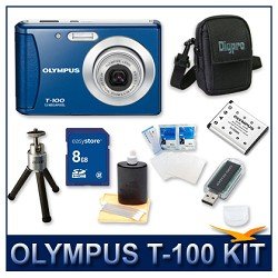 Olympus T-100 Digital Camera (Blue), 12 Megapixels, 3x Optical Zoom, 2.4 LCD Monitor, 8 GB... by