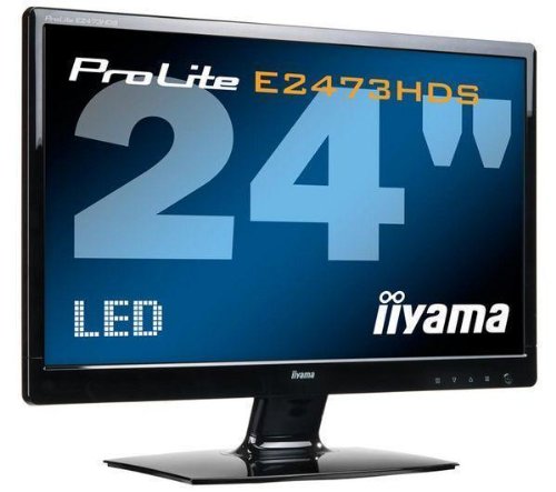 IIYAMA ProLite E2473HDS-B1 23.6 Full HD TFT Screen + HDMI male-HMDI male Cable - 2m (MC380-2M) + CG-281HQ HDMi female / DVI-D male Connector - gold-plated plugs