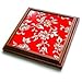 Hibiscus Flower On Red - 8x8 Trivet With 6x6 Ceramic Tile