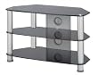 Zyon Glas Aufstellung f�r Plasma-und LCD-Fernseher bis 37-Zoll-oder 65kg - schwarzes Glas mit Silber beine & Kabelf�hrungspanel