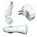 Premium iPhone 3G, iPhone 3GS , Nano 4th Generation, Nano 5G 5th Generation, iPod Touch 2nd Generation, iPod Touch 3rd Generation 3G 3-in-1 USB Data and Charging Kit - Retractable USB Cable + USB Home / Wall / Travel Charger + USB Car / Auto Charger
