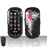 Rubberized Black Pink Heart Snap on Design Case Hard Case Cover for Samsung ....