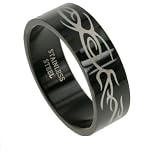 316L Stainless Steel Ring with IP black. Width: 8mm