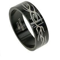 316L Stainless Steel Ring with IP black. Width: 8mm
