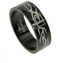 316L Stainless Steel Ring with IP black. Width: 8mm