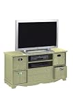 Fc Wd-scrn Tv Cbnt W/wckr Bskt 2-drawer Distressed Sage
