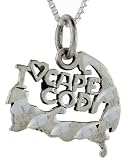 Sterling Silver I Love Cape Cod Talking Pendant, 1 in. ( 25mm ) wide - B0006MXRB6