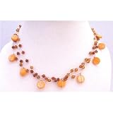 N800 Carnalian Shell Necklace Three Stranded Beautiful Carnalian Beads Shell Necklace