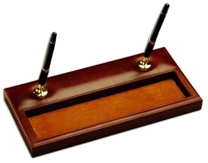 Mocha Leather Pen Stand (Gold)