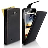 Noire Cuir Flip Etui Pour Samsung Galaxy Note Avec Ecran Protecteur
