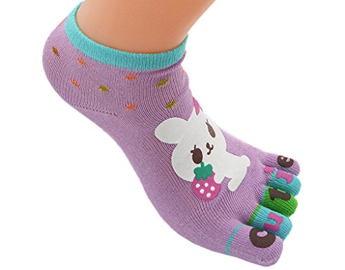 BONAMART ® 1, 4 Pack Kids Split 5 Toes Crew Toe Socks 5-8 Years Old