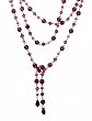 Necklace - N309 - Lariat Style - Glass Beads ~ Amethyst & Fuchsia - 60"