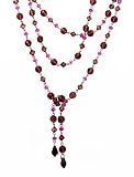 Necklace - N309 - Lariat Style - Glass Beads ~ Amethyst & Fuchsia - 60