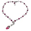 Anklet - A51- Sized to Fit - Swarovski (tm) Crystal Beads ~ Fuchsia with Mule Hi-Heel Shoe Charm