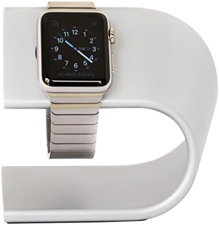 Apple Watch Stand, Charging Dock /Station Night Stand Compatible Fits All 38mm &amp; 42mm. Gift Box Included Silver Aluminum Watch Accessory.