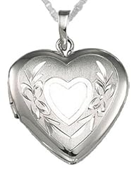 0.925 Sterling Silver Heart Locket Charm Pendant Necklace