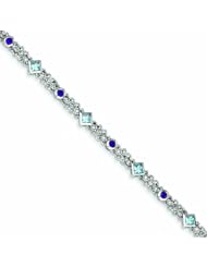 Genuine .925 Sterling Silver Amethyst Blue Topaz & Diamond Bracelet 8.8 Grams . 100% Satisfaction Guaranteed.