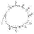 Sterling Silver Pink Beaded Accent Anklet