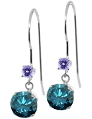 1.26 Ct Round Blue Diamond Blue Tanzanite 14K White Gold Earrings