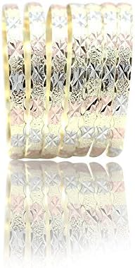 7 Days Stackable Bangle Set Solid Brass 18K Tri Color Tri-Tone Seven Laser Diamond Star Cut Ladies Bangle Mexican Semanario Set Baby 2