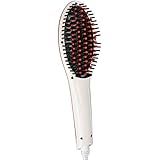 Pro Hair Straightener Ceramic Detangling Brush, Hair Straightening Iron Treatment Comb Electric, Instant Natural Hair Styles, Anion Hair Care Anti Scald Massager Hair Straighten Styling System - White