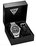 Guess Men's U11629G1 Silver Stainless-Steel Quartz Watch with Black Dial