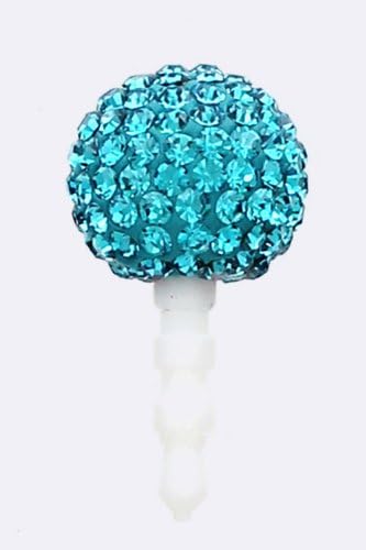 TRENDY FASHION JEWELRY ACRYLIC RHINESTONE BALL PHONE EAR CAP BY FASHION DESTINATION | (Turquoise)