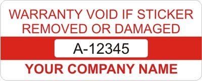 WARRANTY VOID IF STICKER, Vinyl (with heavy adhesive) Labels, 50 Labels / pack, 1.875" x 0.75"