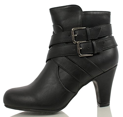 City Classified Women's Sami Faux Leather Double Strappy High Heel Ankle Boot