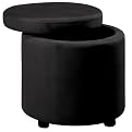 Storage Microfiber Ottoman - Black