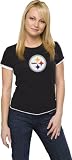 Pittsburgh Steelers Women's Black Logo Premier Too Cap Sleeve Tissue T-Shirt
