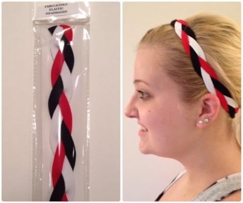 Fabulicious Black Red White Braided Headband© - NON SLIP Sports Hair Head Band