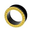 ACRYLIC FLESH TUNNEL G WITH CRYSTALS (YELLOW) Gauge: 8 Sold as a Pair