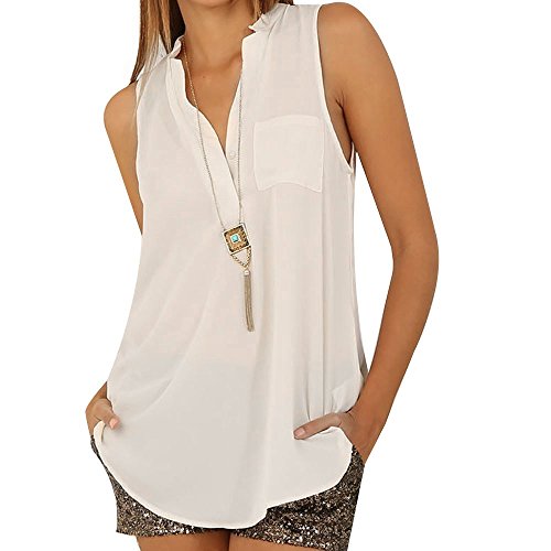 vanberfia Women's Casual Summer Women Blouse Tops Sleeveless Shirt