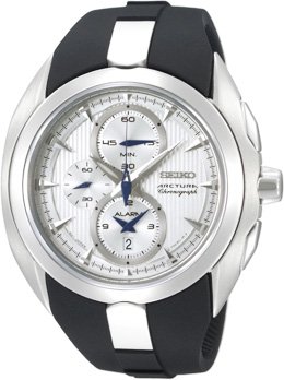Seiko #SNAC19 Men's Black Resin Strap Arctura Chronograph Alarm Watch