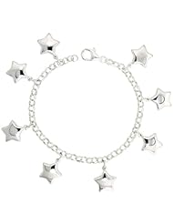 Sterling Silver Pendant Bracelet w/ Puffy Stars, 11/16" (17mm) wide