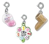 CHARM IT! Set of 3 FUN Charms with Follow Your Heart Flower, Brown Boot and Baseball Cap Charms