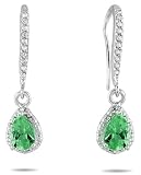 Emerald and Diamond Dangle Earrings in 10K White Gold