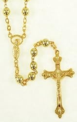 Wedding Rosary - 6mm Plastic Beads - 17" Gold Plated - IMPORTED FROM ITALY - Boxed