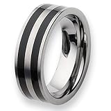 Tungsten Carbide Ring with Black Enamel (8.0 mm) - Sizes 7-13