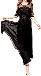 Cocktail Floor Length Round Neck Chiffon Lace Applique Elbow Length Sleeves Bridesmaid Dress/Prom Dress/Party Dress/Wedding Dress 