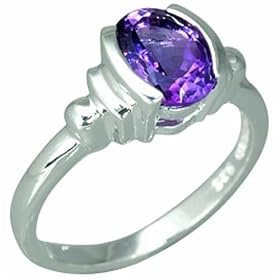 Buy 1.50 Carats Oval Shape Genuine Amethyst Sterling Silver Ring by Peora
