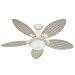 Hunter 21648 Caribbean Breeze 2-Light 54-Inch 5-Blade Ceiling Fan, Textured White with Frosted Globe