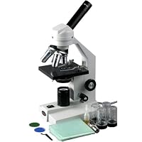 AmScope 40x-1000x Advanced Home School Student Widefield Biological Compound Microscope with Sturdy Metal Framework and All Optical Glass Lenses by AmScope