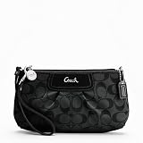 Coach Signature Sateen Large Wristlet 47525 SV/Black/Grey