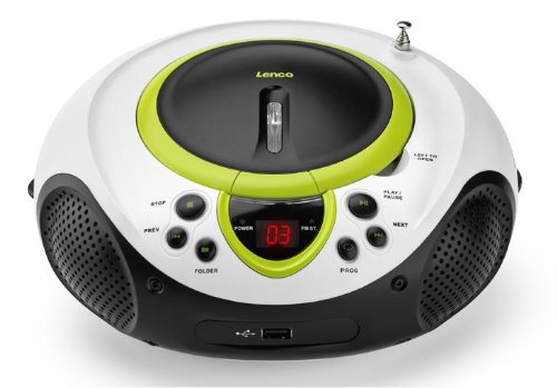 Lenco SCD-38 Tragbares UKW-Radio mit CD/MP3-Player (USB 2.0)gr&uuml;n